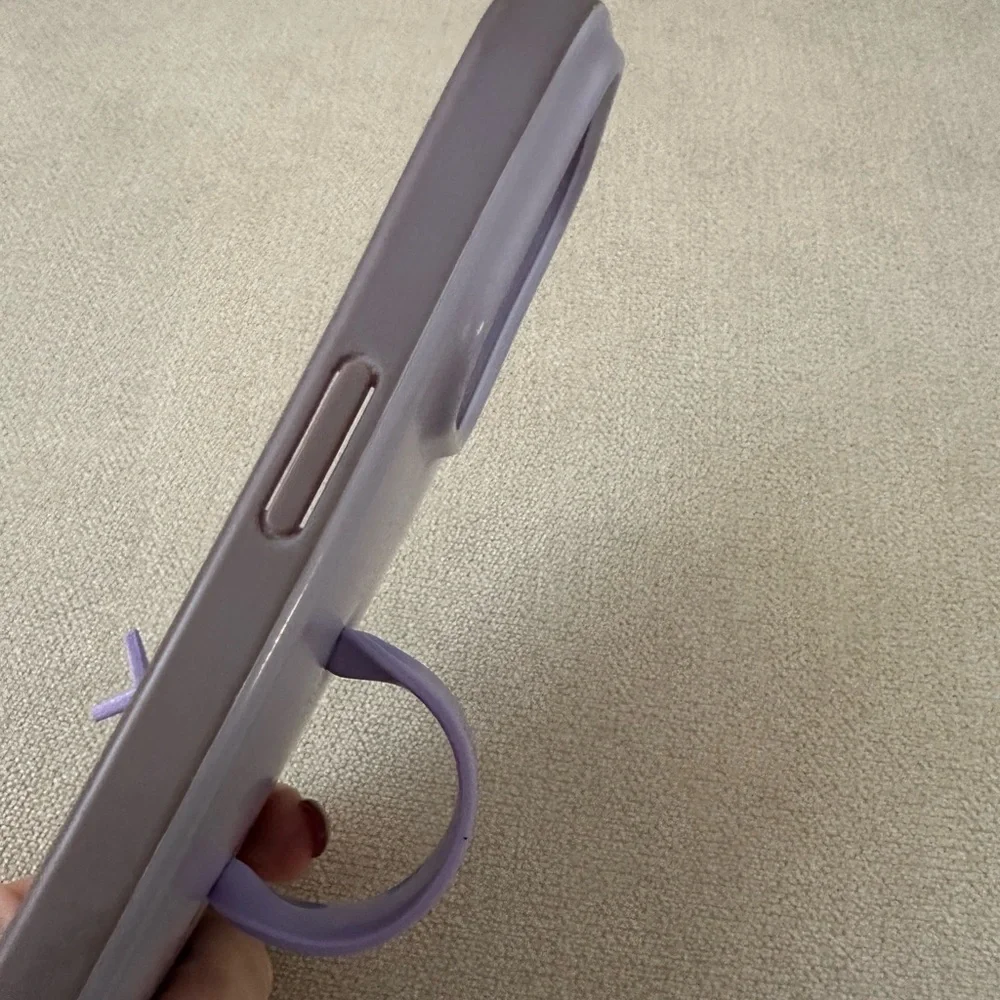 iPhone 14 Pro  Loopy Silicone Phone Case with Finger Ring Strap - Lavender